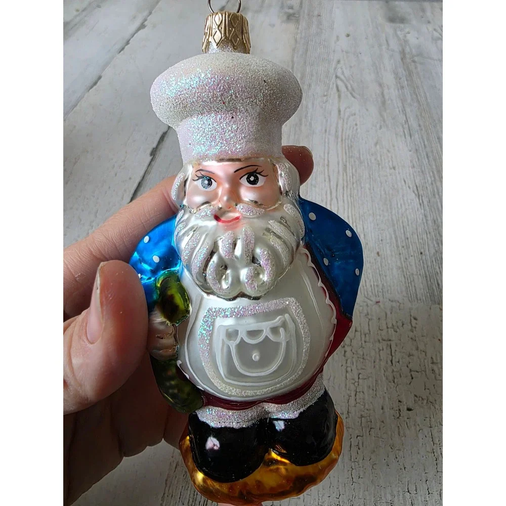 Glitter baking Santa Baker cook‎ ornament glass Xmas tree